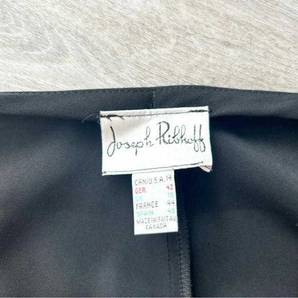 Vintage Joseph Ribkoff Black Front Zip Wide Leg Pants - Picture 6 of 12